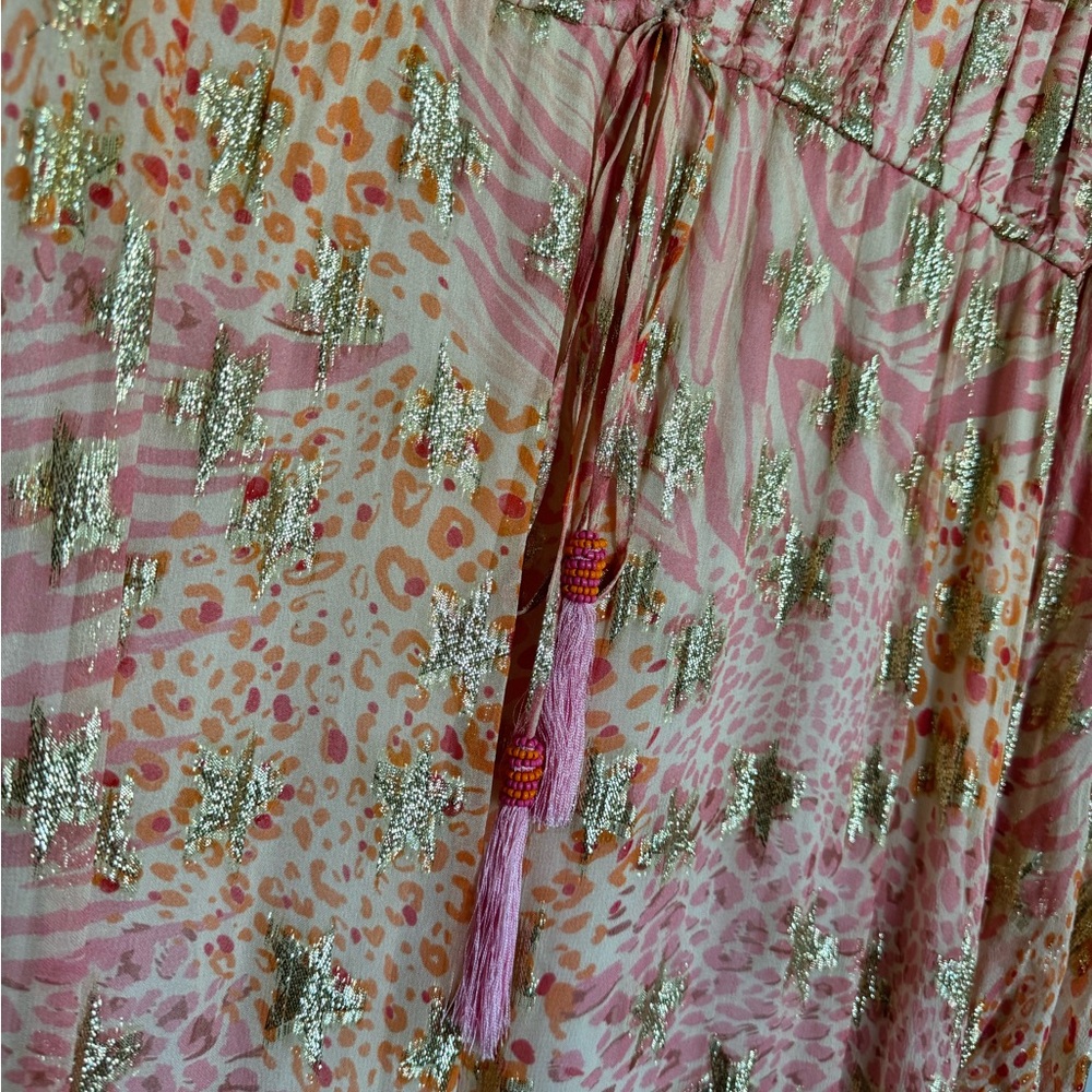 Ciebon Crissta Metallic Print Light Pink Long Sleeve Maxi Dress Size XS - Picture 3 of 8